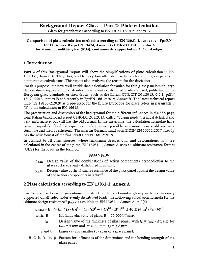 Glass Plate Calculation Methods Explained | PDF | Bending | Deformation ...