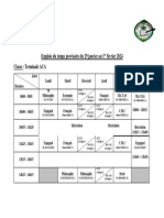 Emplois Du Temps Provisoire de La Tle ACA Du 29 Janvier Au 1er Février 2024