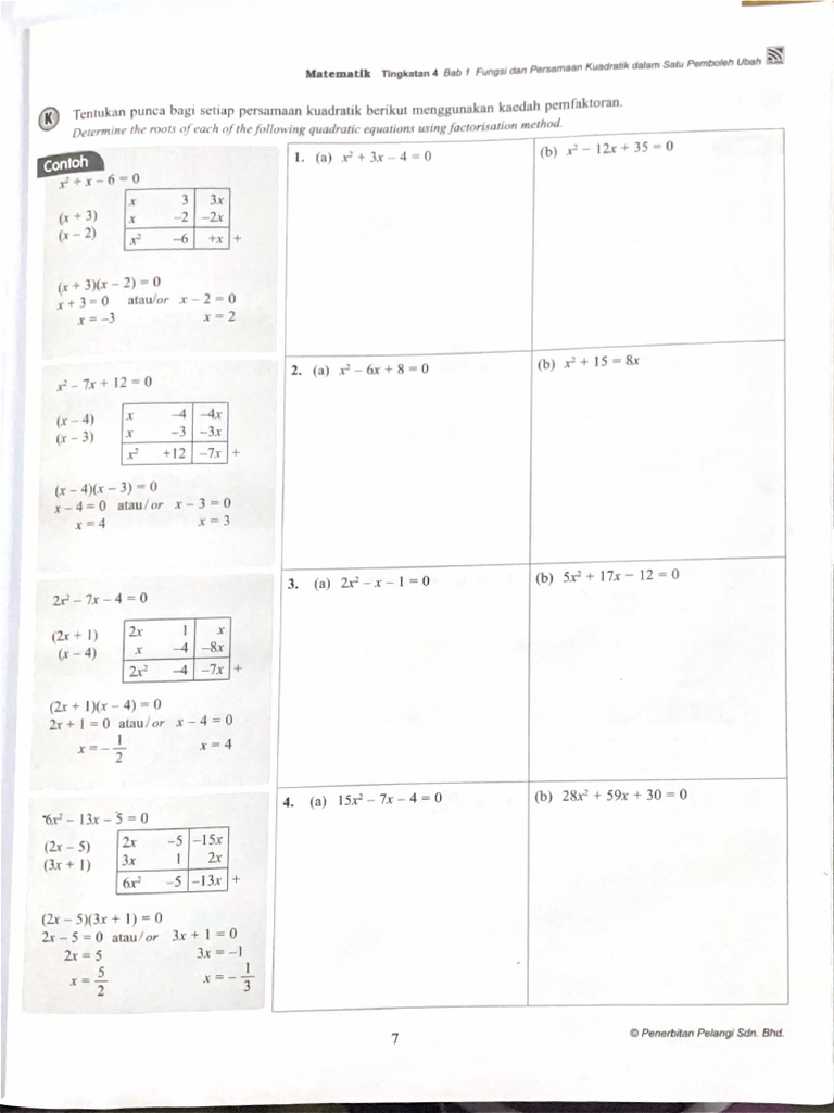 Matematik Tingkatan 4 Bab 1 Fungsi Dan Persamaan Kuadratik Dalam Satu ...