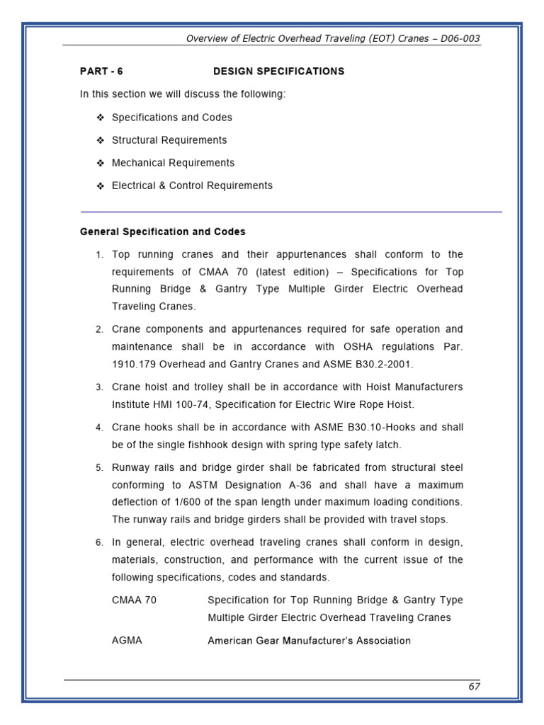 EOT Crane Design Specifications Overview | PDF | Technology & Engineering