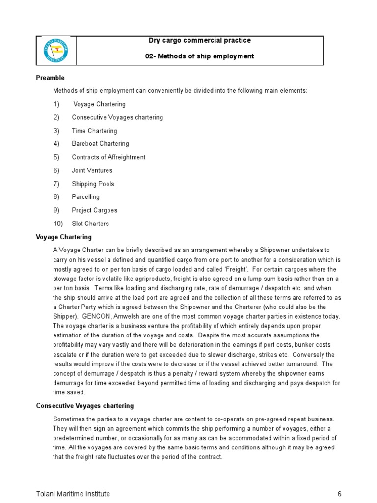 Ship Employment Methods Explained | PDF | Shipping | Water Transport