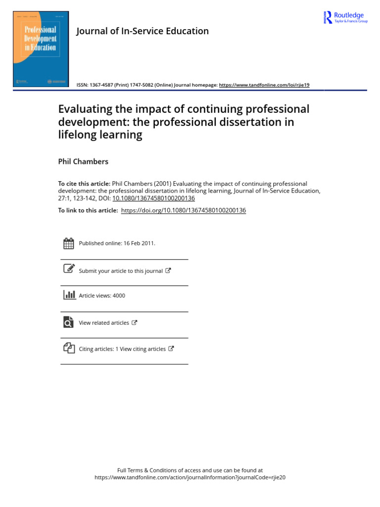 Chambers - 2011 - Evaluating The Impact of Continuing Professional ...