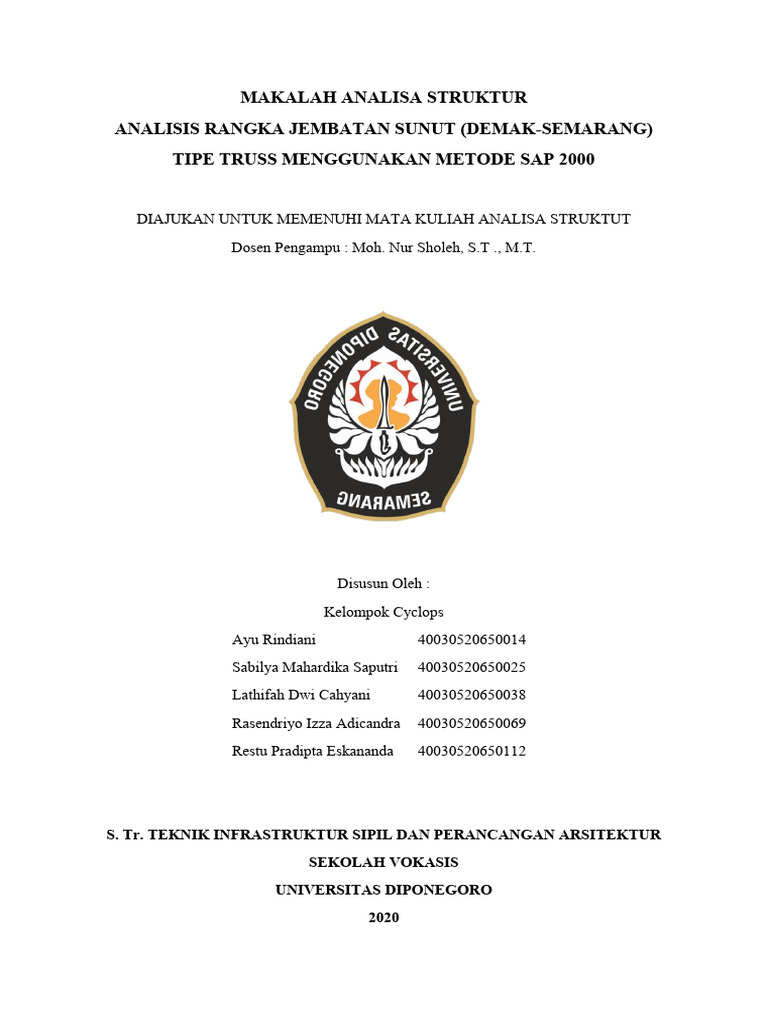 Analisis Struktur Jembatan Sunut dengan SAP 2000 | PDF