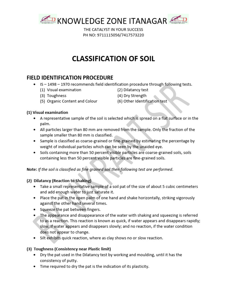Soil Classification Field Tests | PDF | Home & Garden