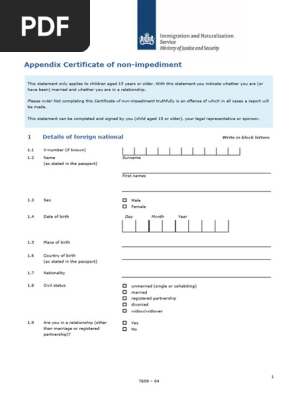 Blank Appendix Certificate of Non-impediment