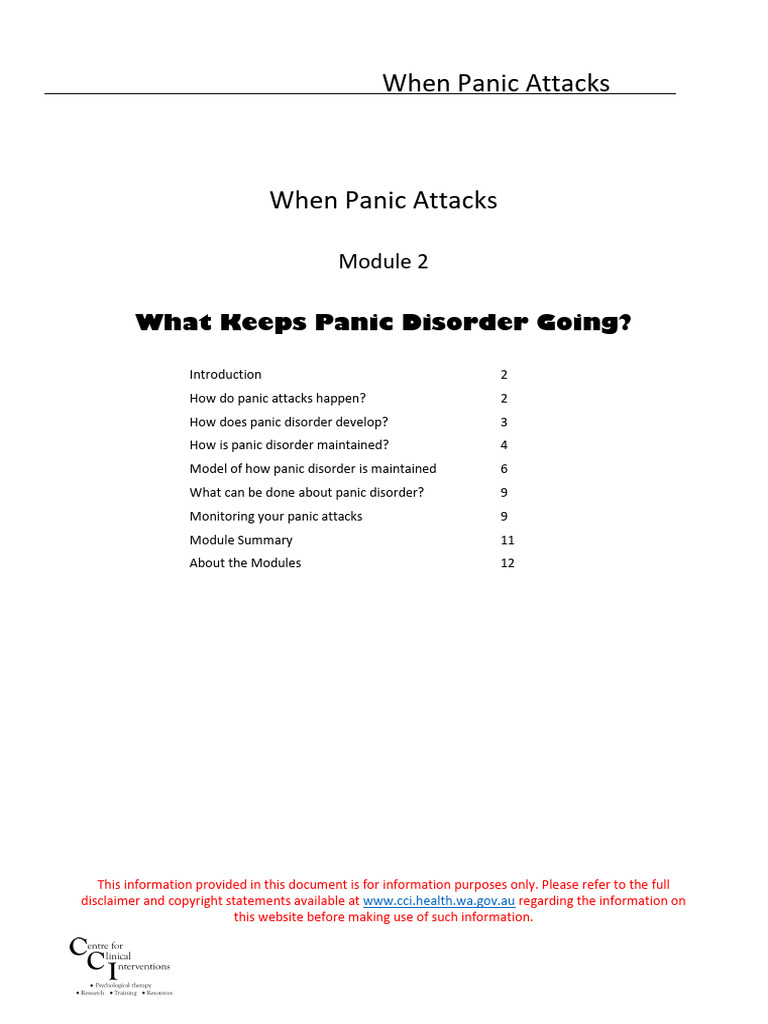 When Panic Attacks - Module 2 - What Keeps Panic Disorder Going | PDF ...