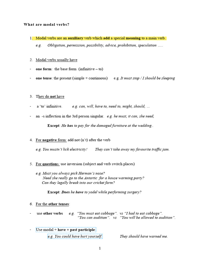 Understanding Modal Verbs in English | PDF | Verb | Morphology