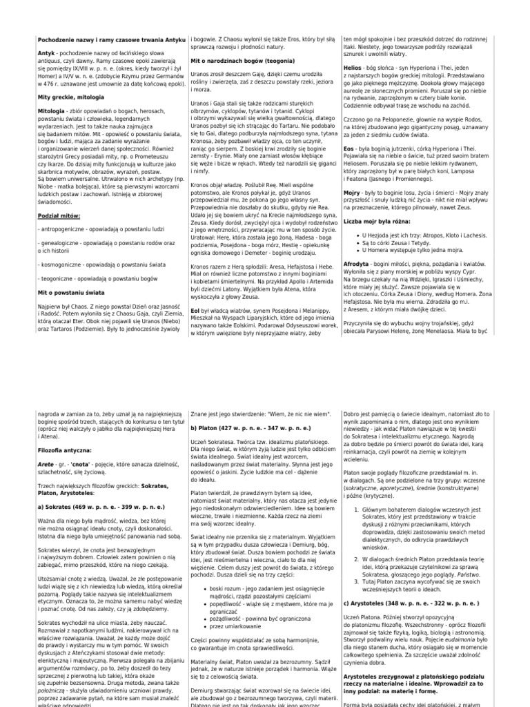 Antyk Powtorka Do Matury Sciaga PDF