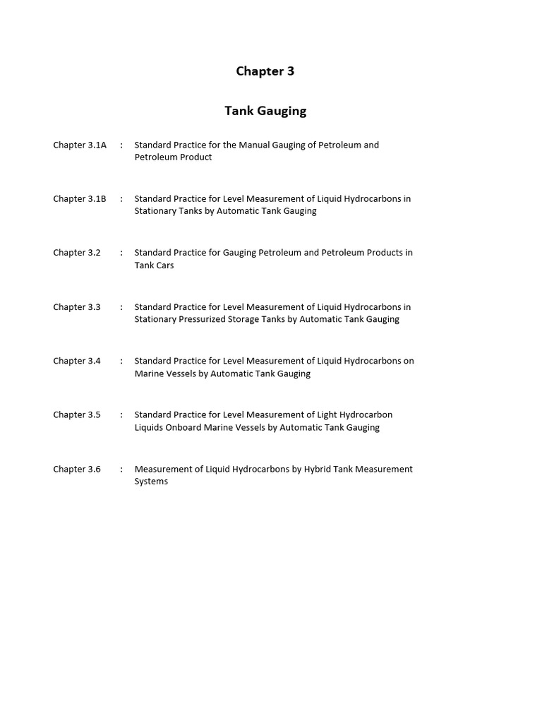API MPMS Chapter 3: Tank Gauging Standards | PDF