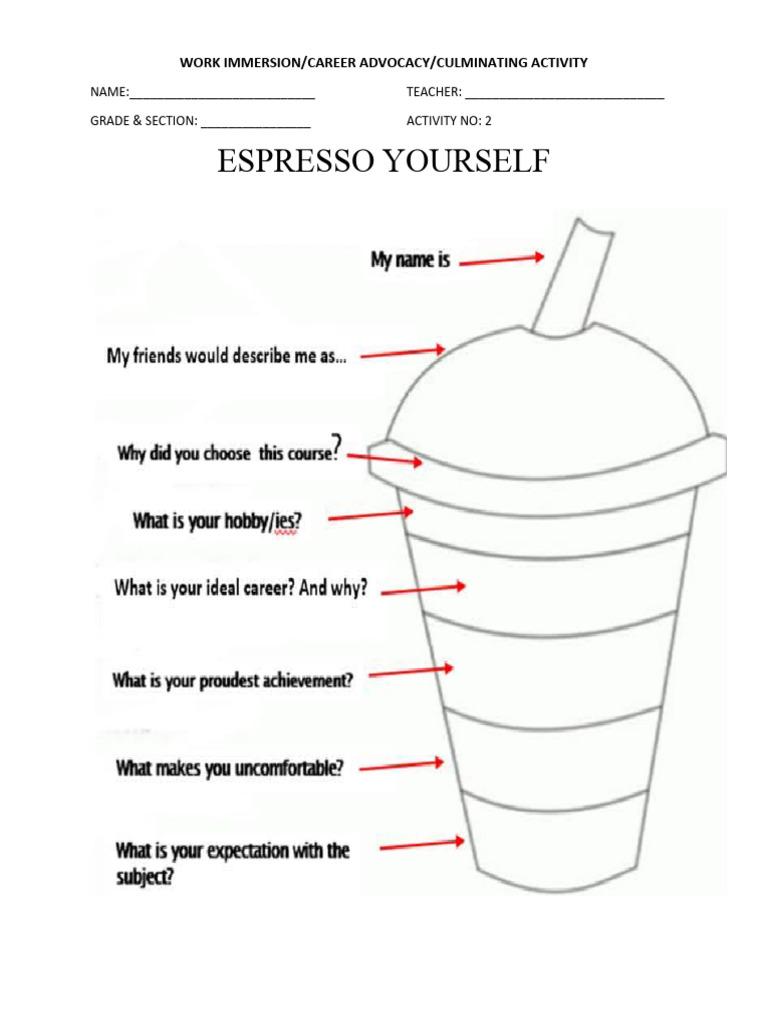 Espresso Yourself Worksheet | PDF
