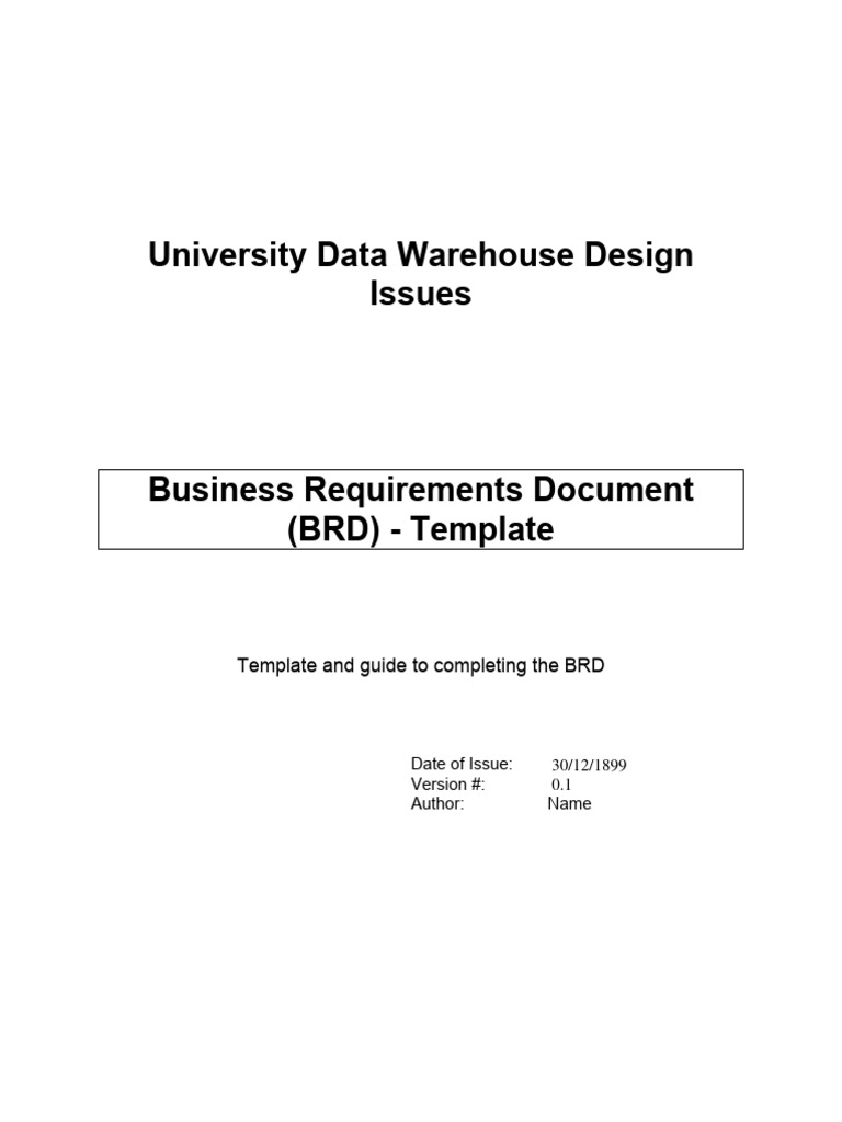 University Data Warehouse BRD Template | PDF | Data Warehouse | Scalability