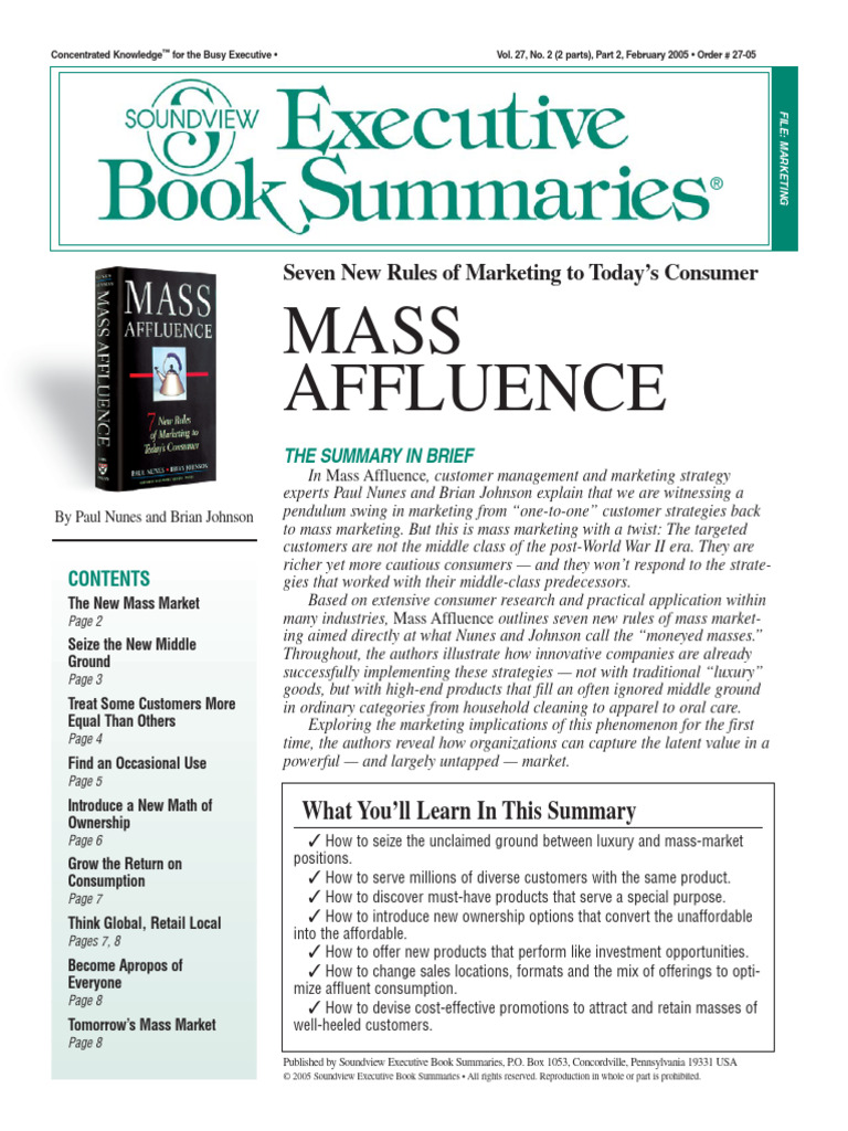 ExecSummaries-Mass Affluence | PDF | Luxury Goods | Retail