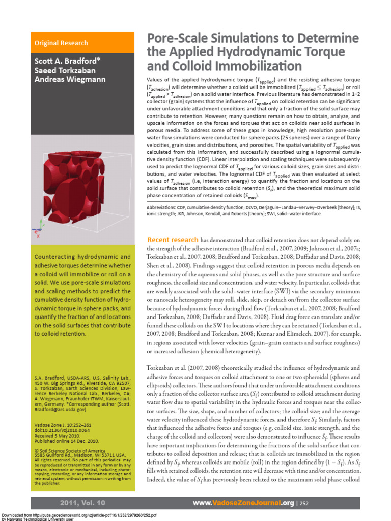 Bradford Et Al - 2011 - Pore-Scale Simulations To Determine The Applied ...