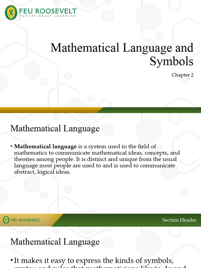 Chapter 2 Mathematical Language and Symbols | PDF | Set (Mathematics ...