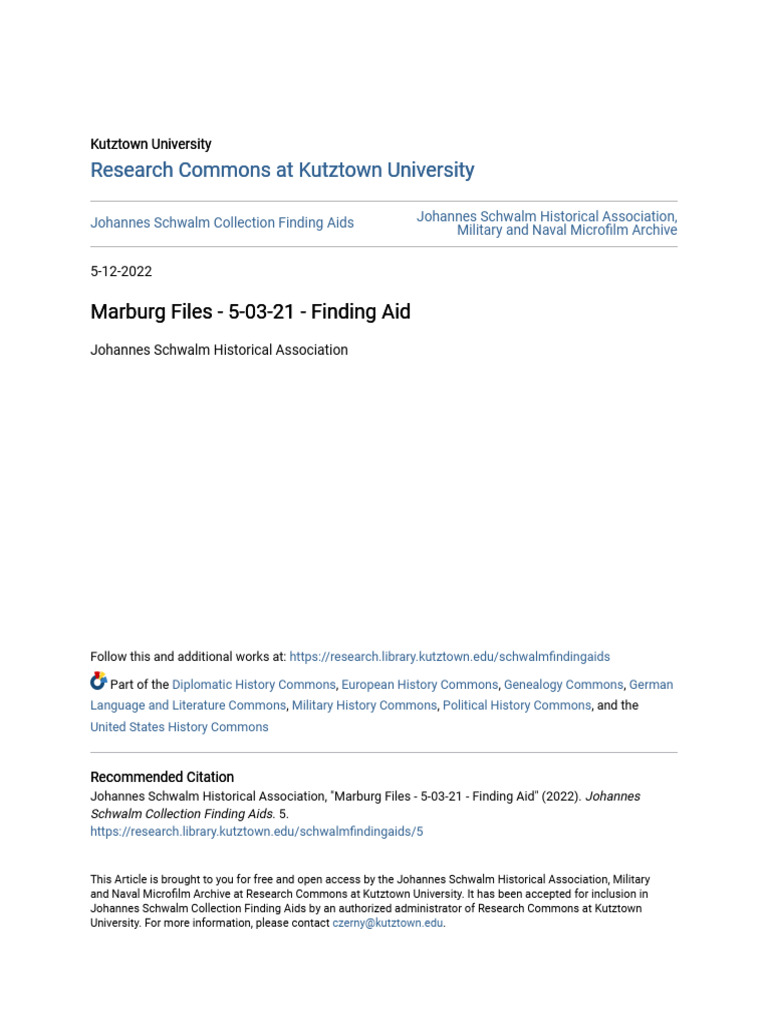 Marburg Files - 5-03-21 - Finding Aid | PDF