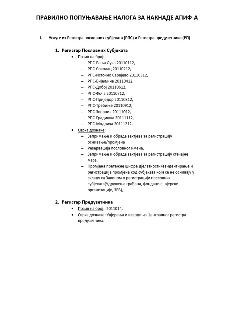 Uputstvo Za Pravilno Popunjavanje Uplatnica Za APIF | PDF