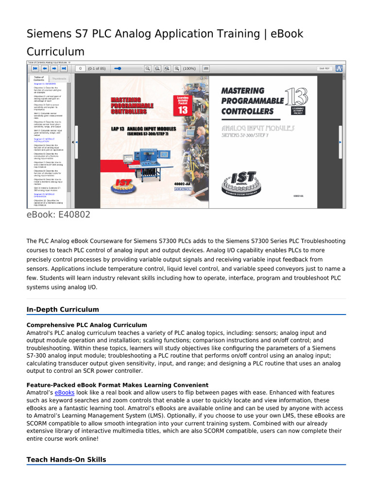 Siemens S7 PLC Analog Training eBook | PDF | Programmable Logic ...