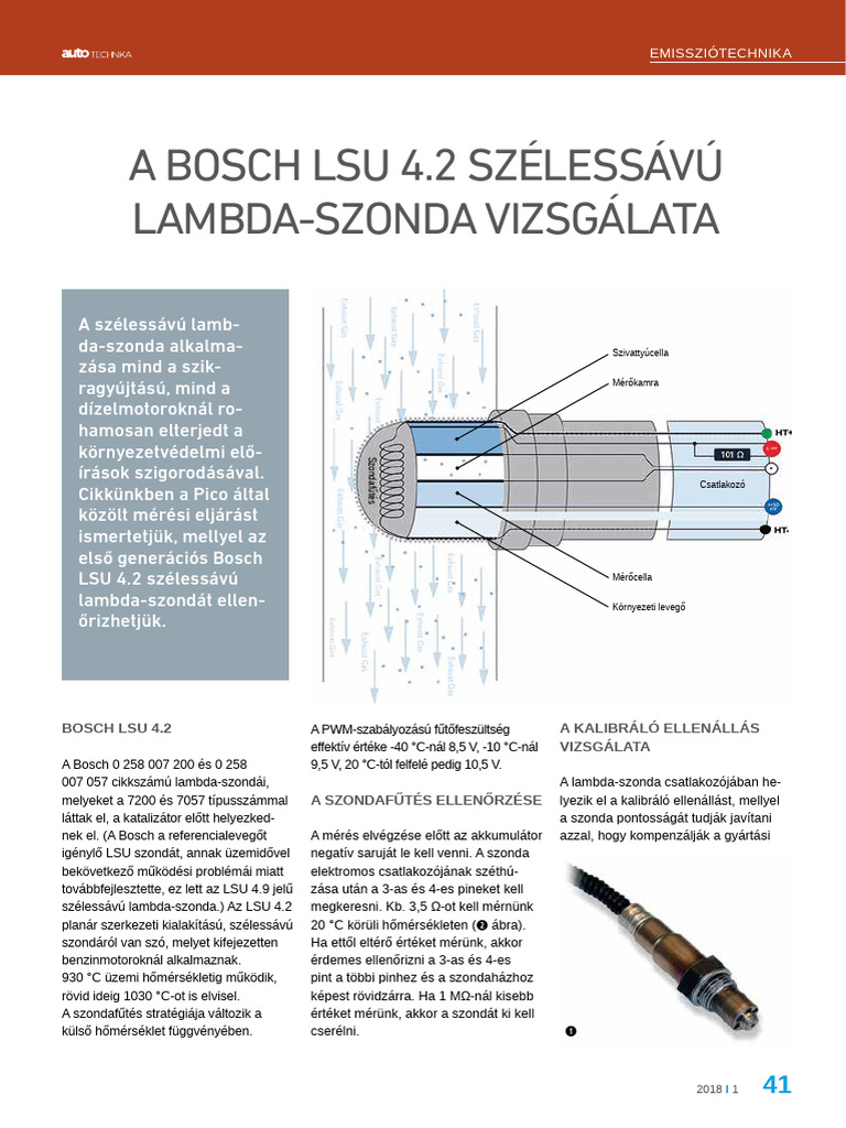 11967, A Bosch Lsu 42 Szelessavu Lambda Szonda Vizsgalata | PDF