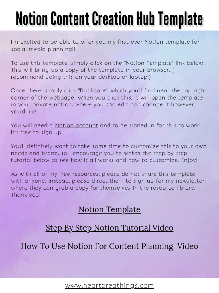 Notion Content Creation Hub Template PDF
