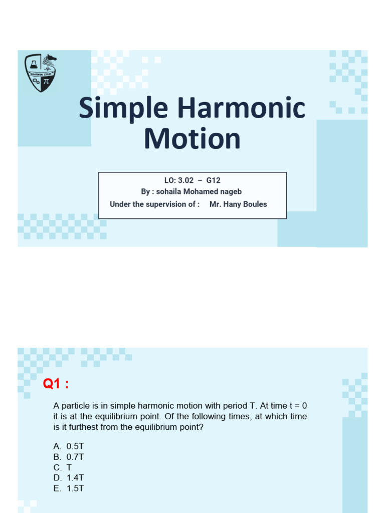 Simple Harmonic Motion Analysis | PDF | Oscillation | Pendulum