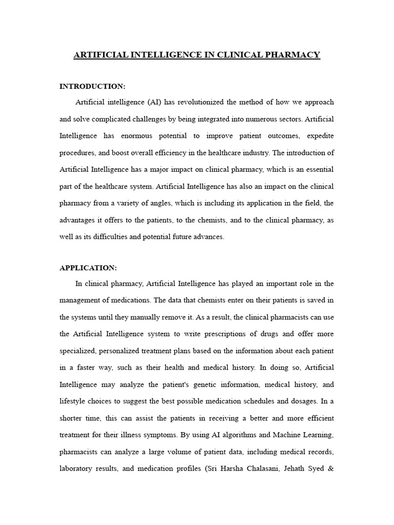 AI's Impact on Clinical Pharmacy | PDF | Pharmacy | Artificial Intelligence