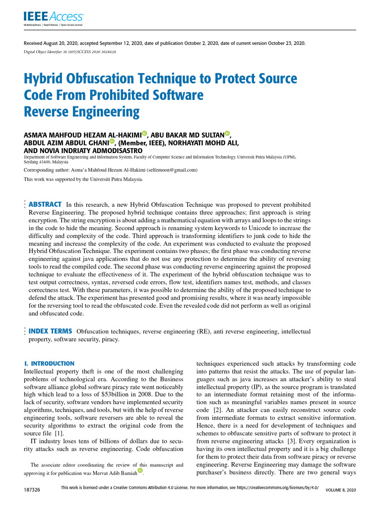 Hybrid Obfuscation Technique To Protect Source Code From Prohibited ...