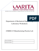 23MEE115 - Manufacturing Practice - Worksheet