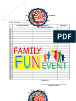 Attendance Sheet Collected Funds FAMILY DAY