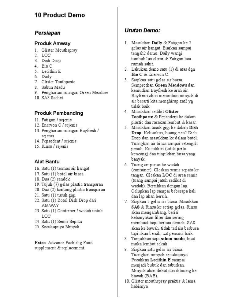 Demo Produk Amway vs Kompetitor | PDF | Memasak, Makanan, & Anggur ...