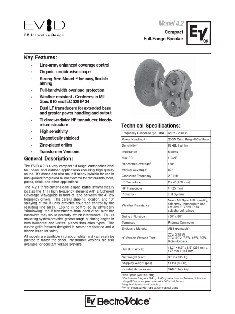 Evid 4 2 Eds | PDF | Loudspeaker | Audio Engineering
