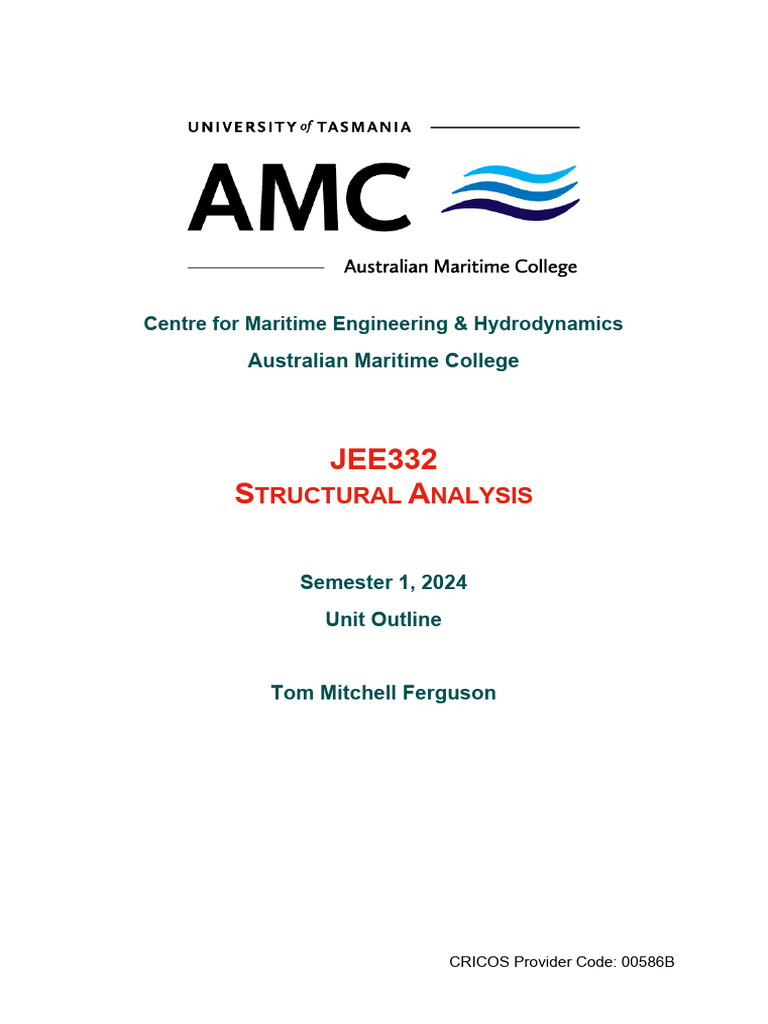 JEE332 Structural Analysis Unit Outline | PDF | Engineering | Bending