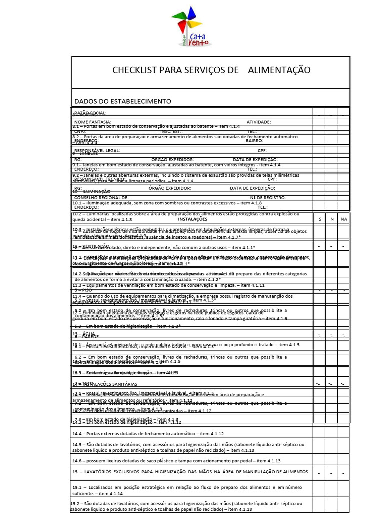 Checklist RDC Catavento | PDF | Embalagem e rotulagem | Desperdício