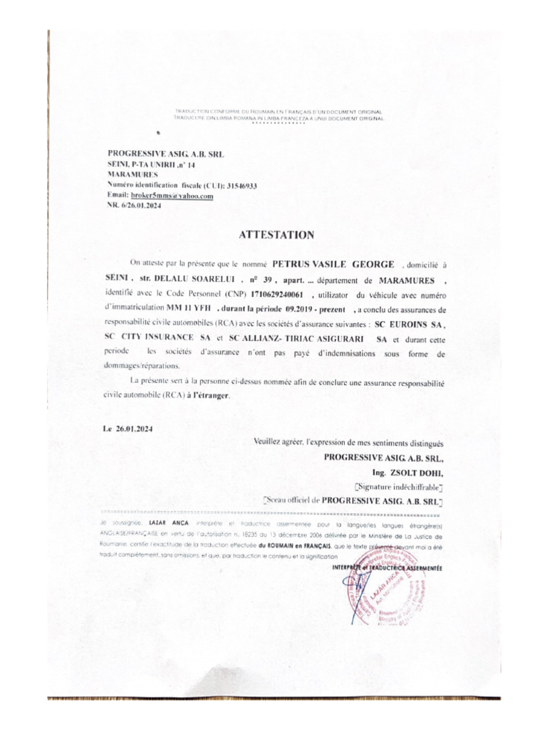 Traduction conforme du roumain en fran ais d un document original pdf