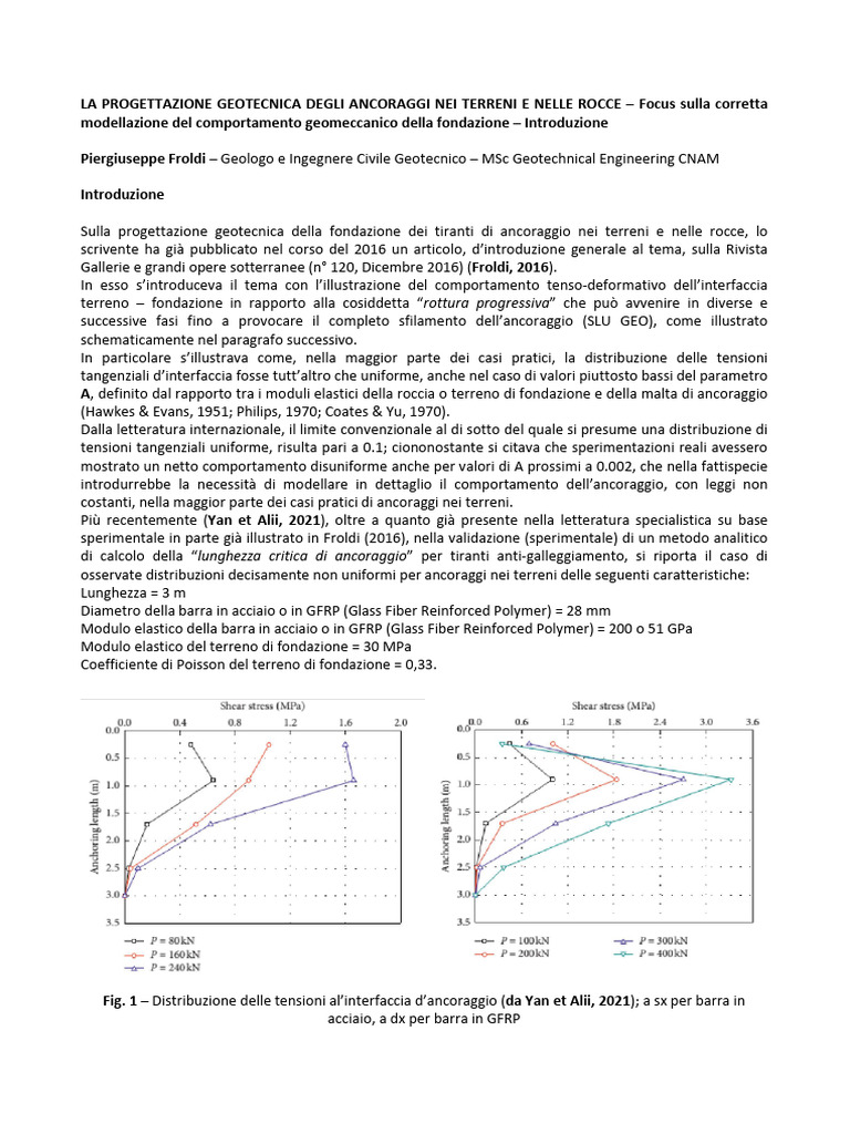 La Progettazione Geotecnica Degli Ancoraggi Nei Terreni e Nelle Rocce ...