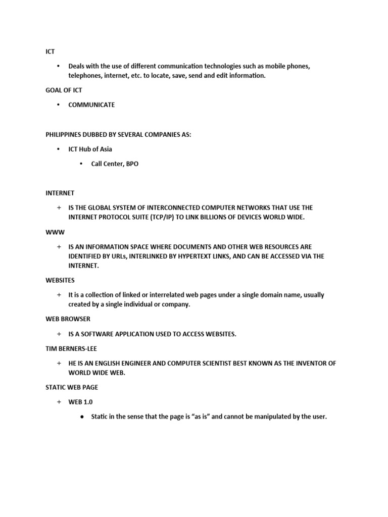 Chapter+1 Introduction+to+ict | PDF | World Wide Web | Internet & Web