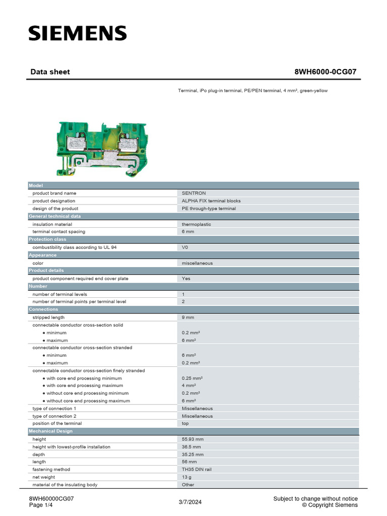 8WH60000CG07 Datasheet en | PDF | Electrical Conductor | Building ...
