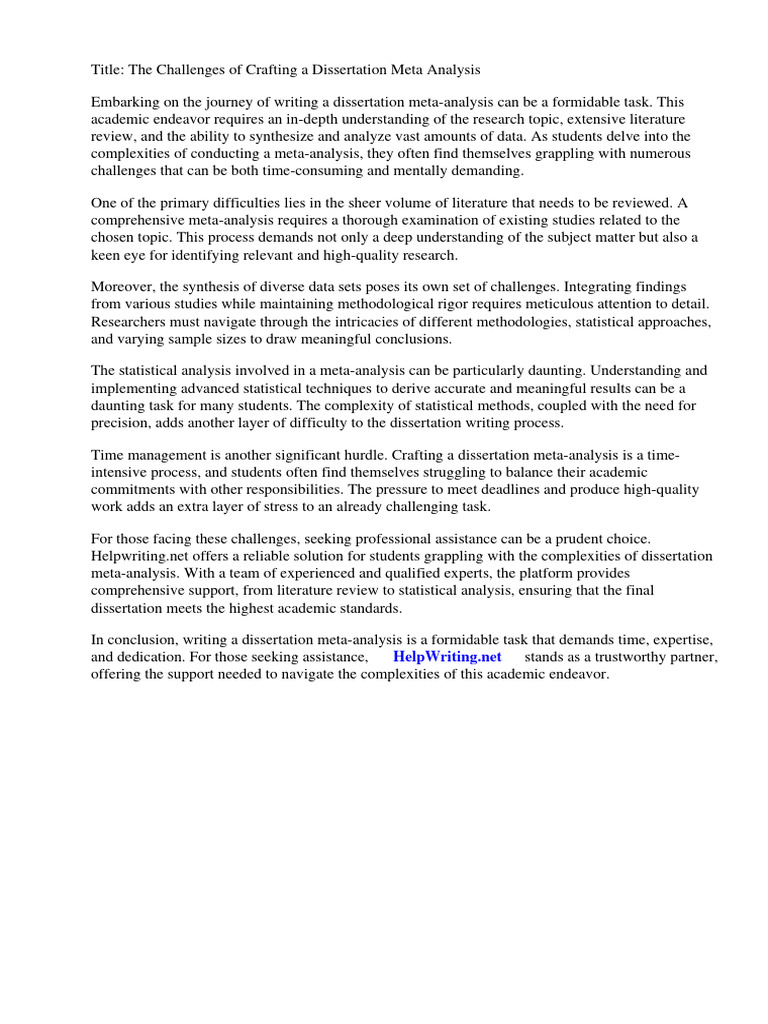 Dissertation Meta Analysis | PDF | Meta Analysis | Systematic Review