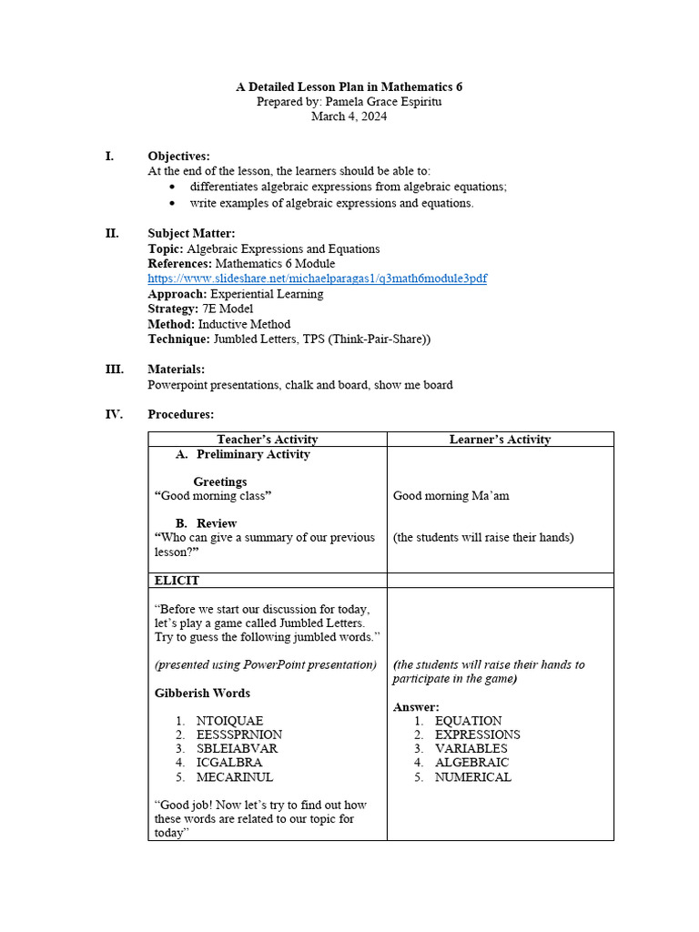 Module 3 Math | PDF | Algebra | Equations