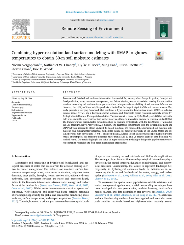 J Rse 2020 111740 | PDF | Bias Of An Estimator | Hydrology