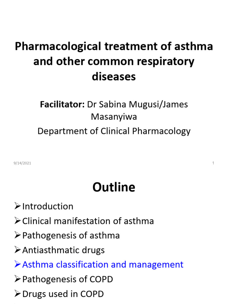 Pharmacological treatment of asthma and other respiratory diseases ...