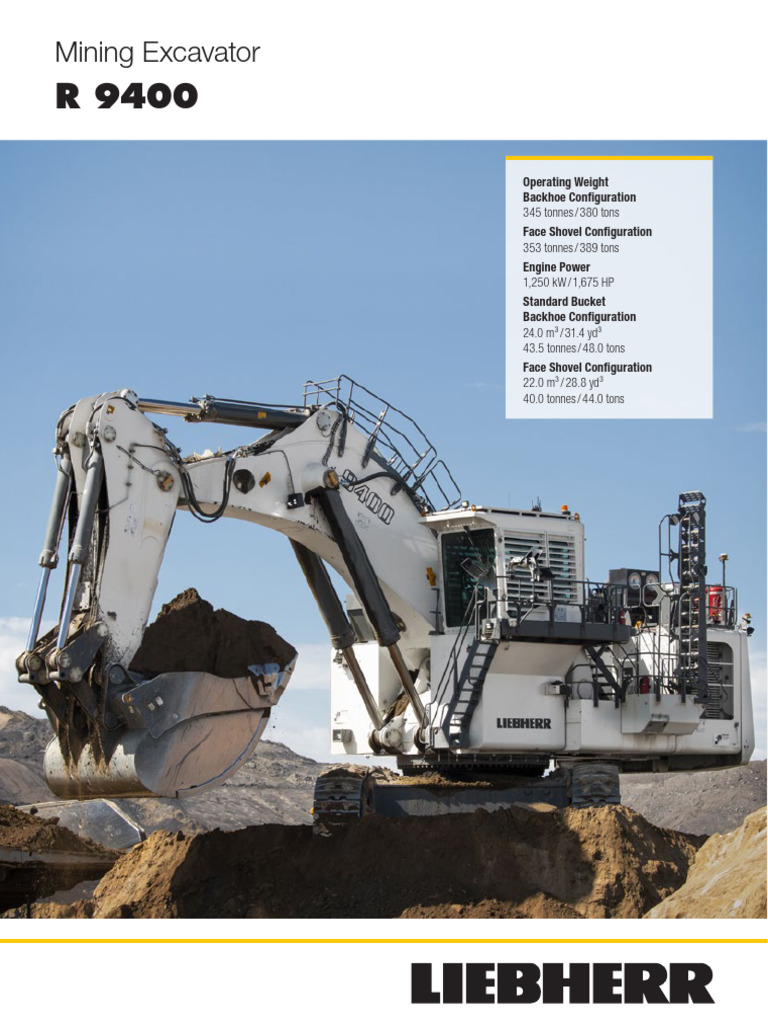 Liebherr R9400 Excavator Overview | PDF | Engines | Electric Motor