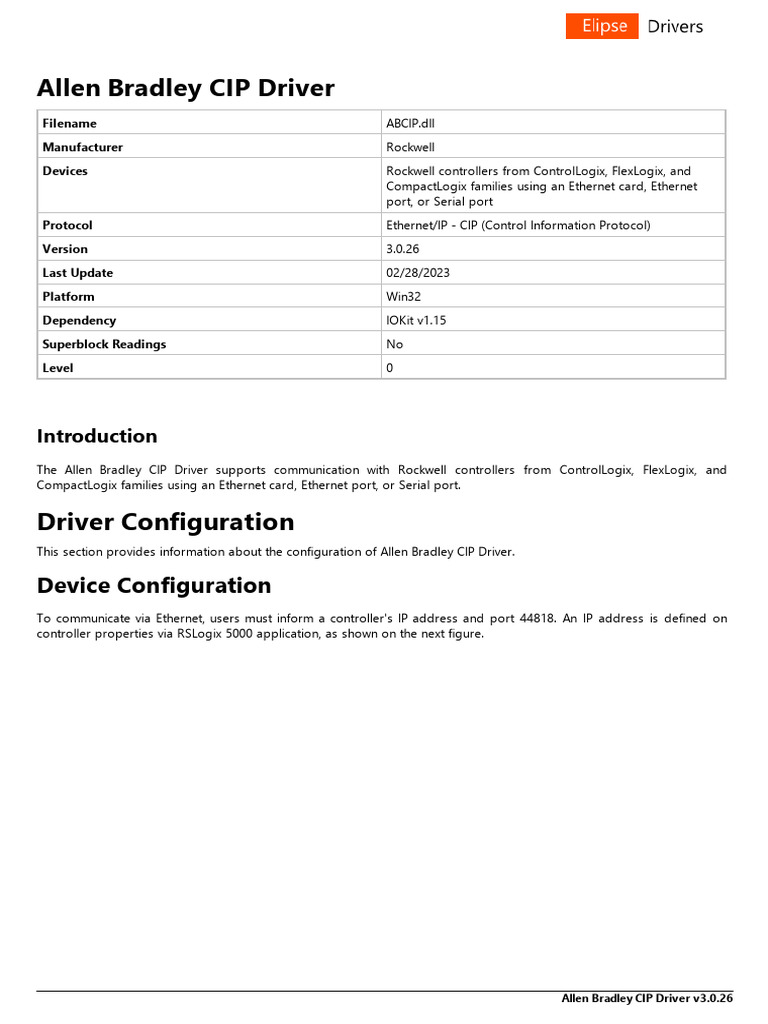 Allen Bradley CIP Driver Overview | PDF | Parameter (Computer ...