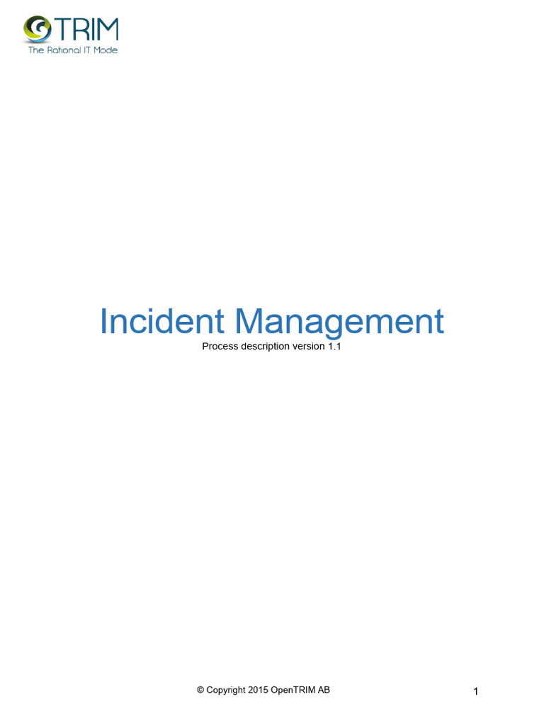 Incident Management Process & Guidelines | PDF | Incident Management ...