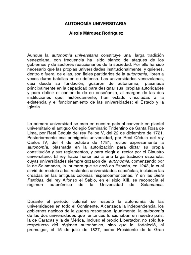 Historia de la Autonomía Universitaria | PDF | Gobierno | Universidad