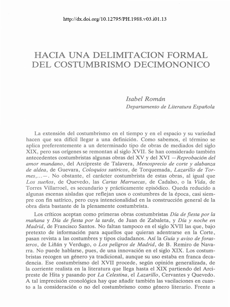 El Costumbrismo Isabel Román | PDF | Narración | Novelas