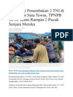 Kronologi Penembakan 2 TNI Di Papua Dan Satu Tewas