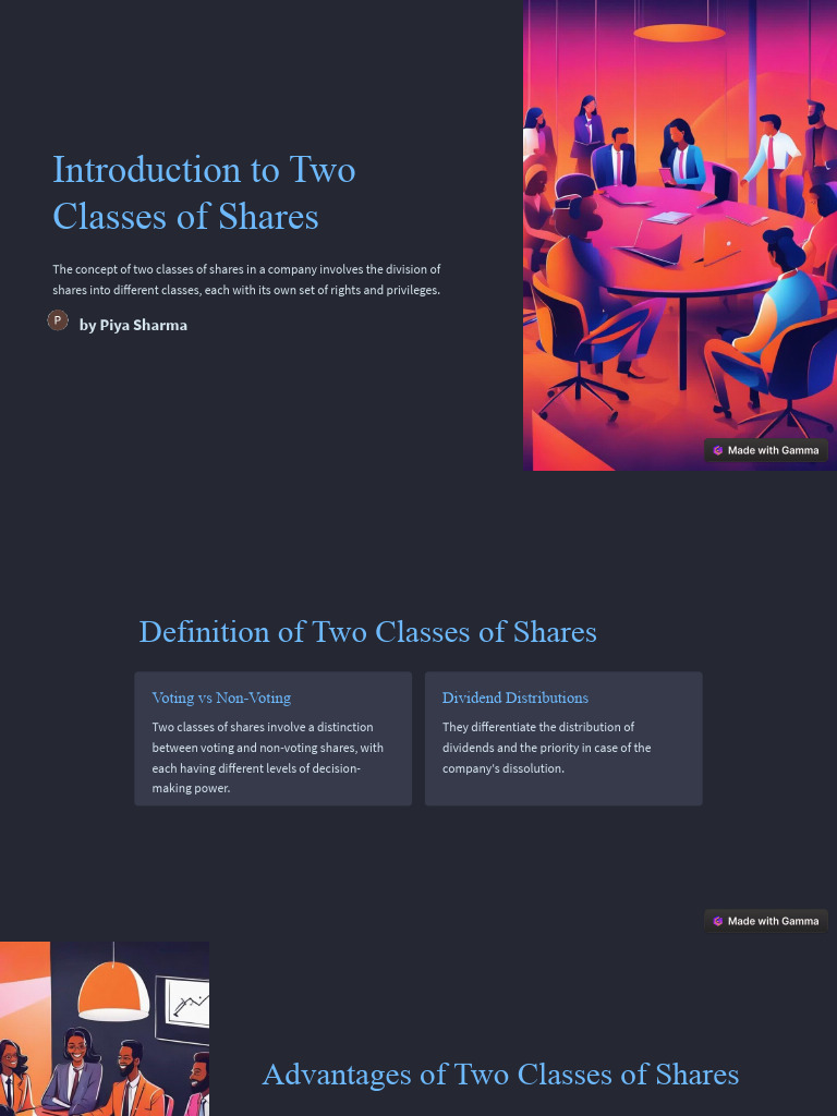 Introduction to two classes of shares pdf stocks governance