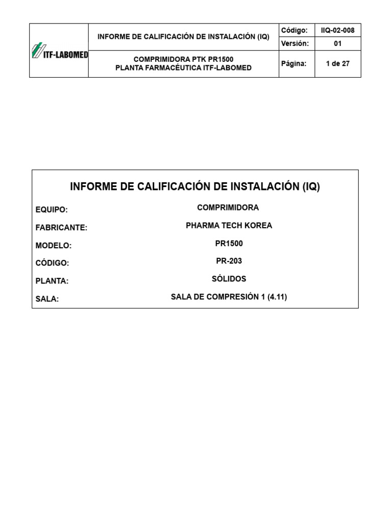 Iiq 02 008 informe de calificaci n de instalaci n comprimidora ptk