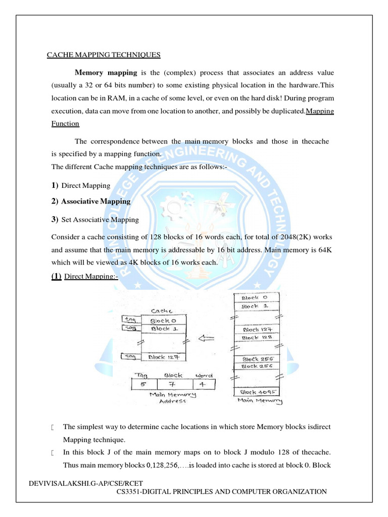 Cache Mapping Techniques Explained | PDF | Cpu Cache | Computer Data ...