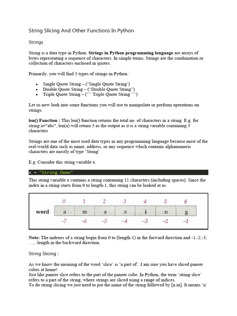 3.string Slicing and Other Functions in Python | PDF | String (Computer ...